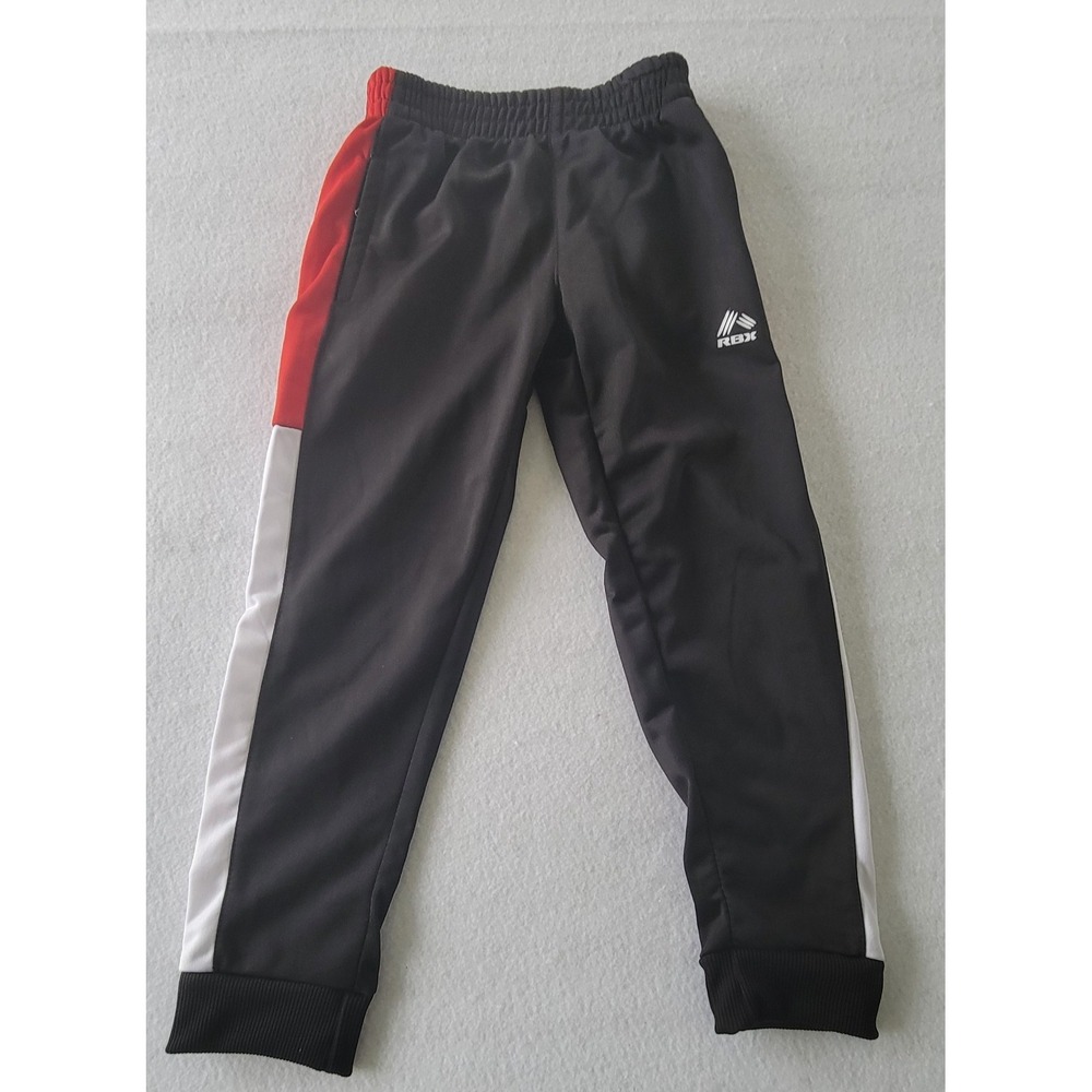RBX Boy's Sweatpants Active Tricot Jogger Pants Sz M (5/6) Color Black-Red-white